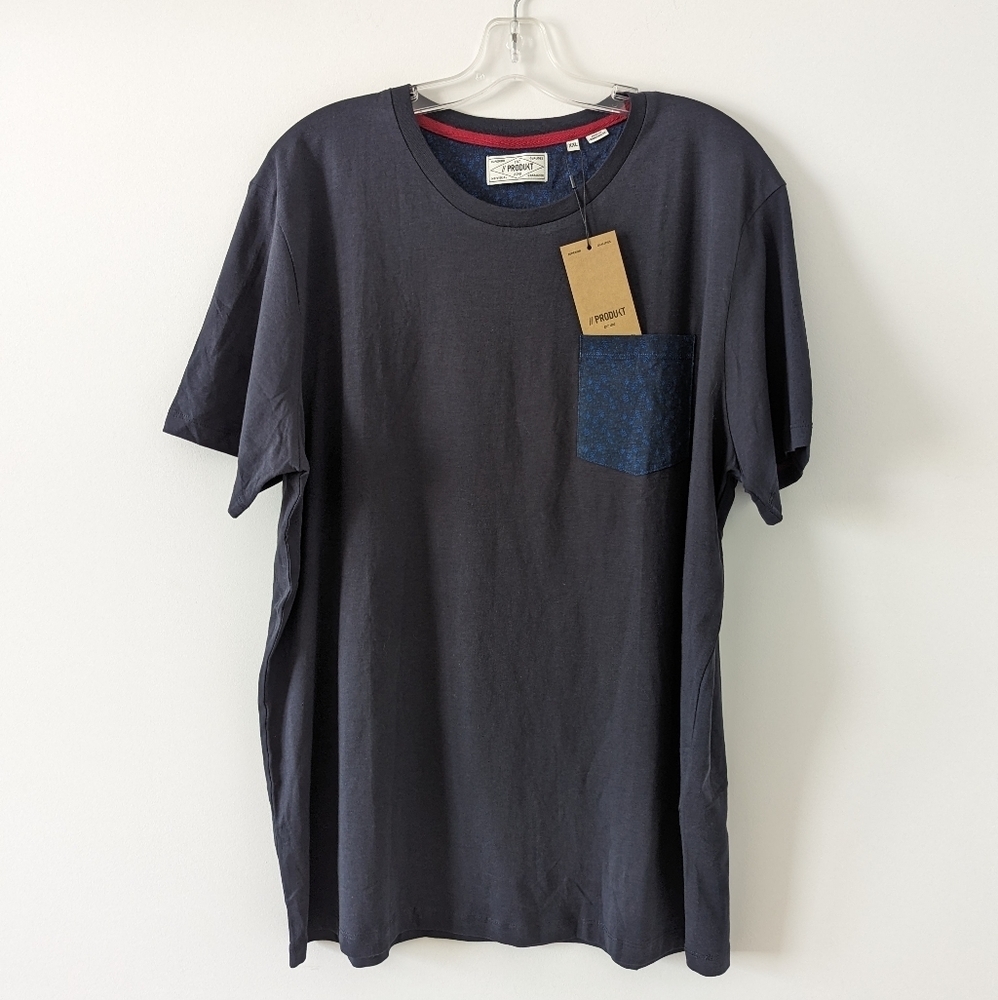 Produkt Men's Dark Navy AOP Cut Tee with Pocket Detail - Size XXL Cotton